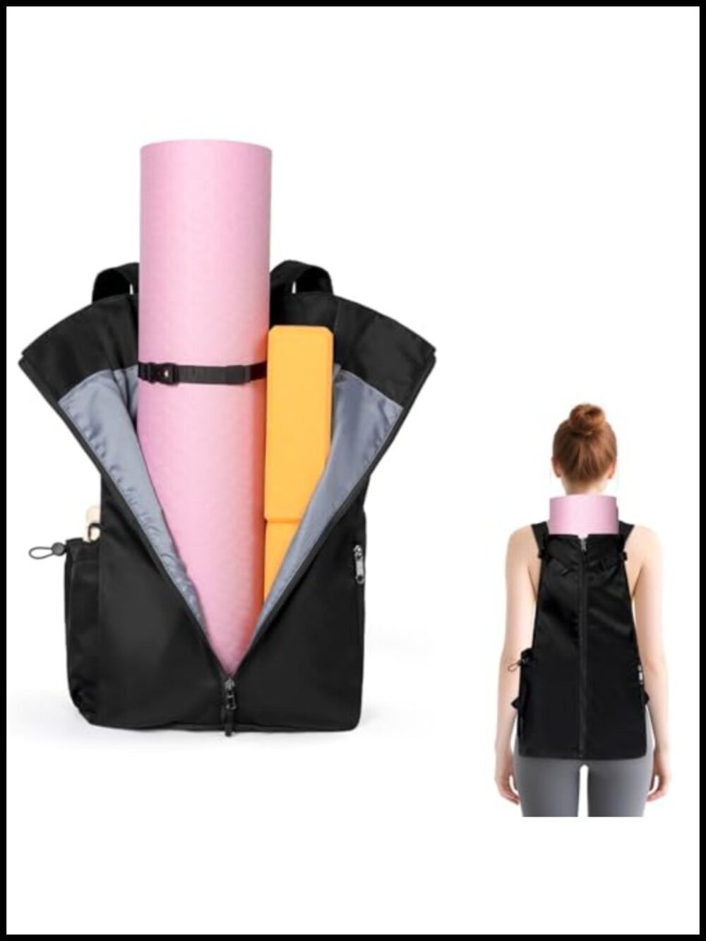 WOMACO Yoga Mat Bag with Backpack Straps and Side Pockets Nylon